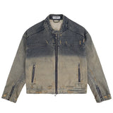 LA VESTE STREETWEAR EN DENIM USÉ ZIPPÉ