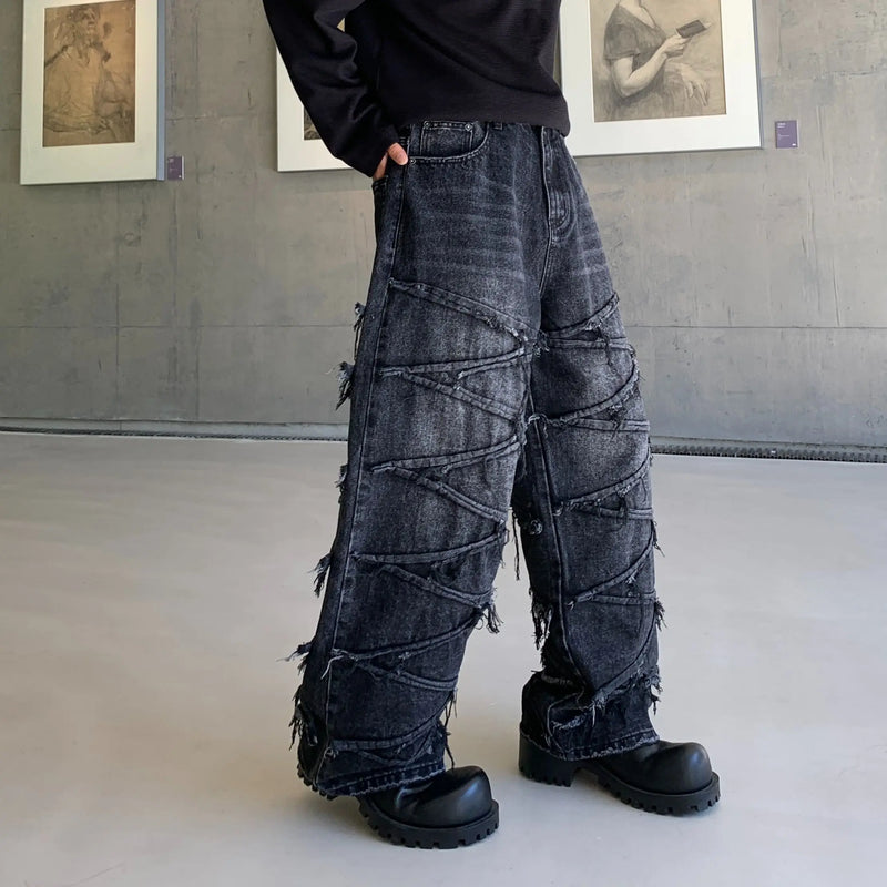 DENIM RAZEN À BORDS BRUTS