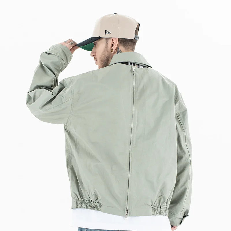 LA VESTE STREETWEAR À CARREAUX BV AVEC ZIP AU DOS
