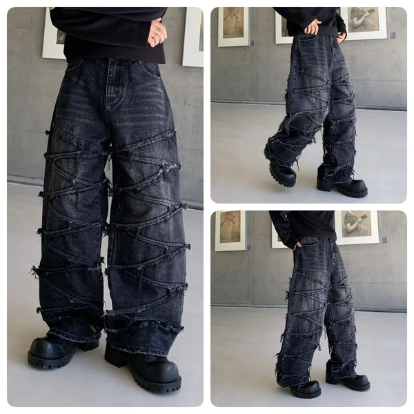 DENIM RAZEN À BORDS BRUTS