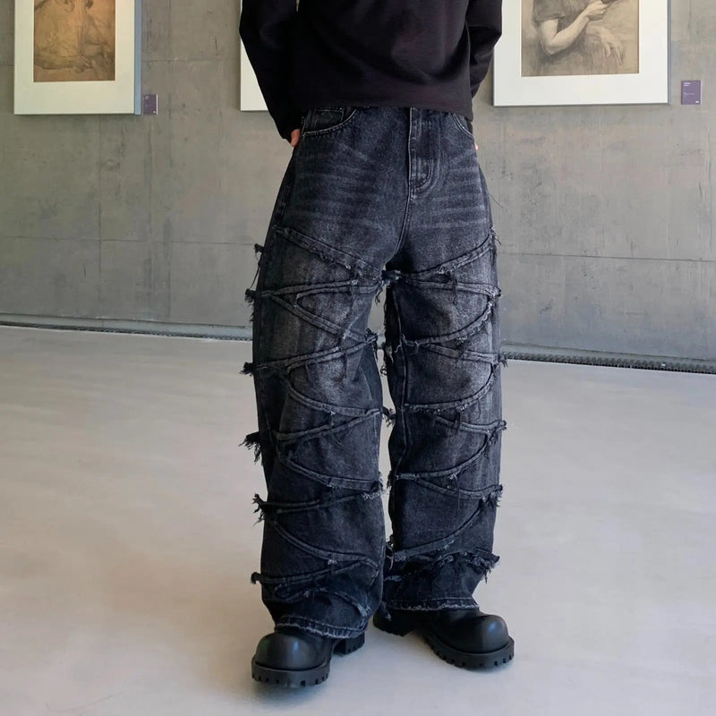DENIM RAZEN À BORDS BRUTS