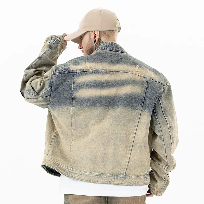 LA VESTE STREETWEAR EN DENIM USÉ ZIPPÉ