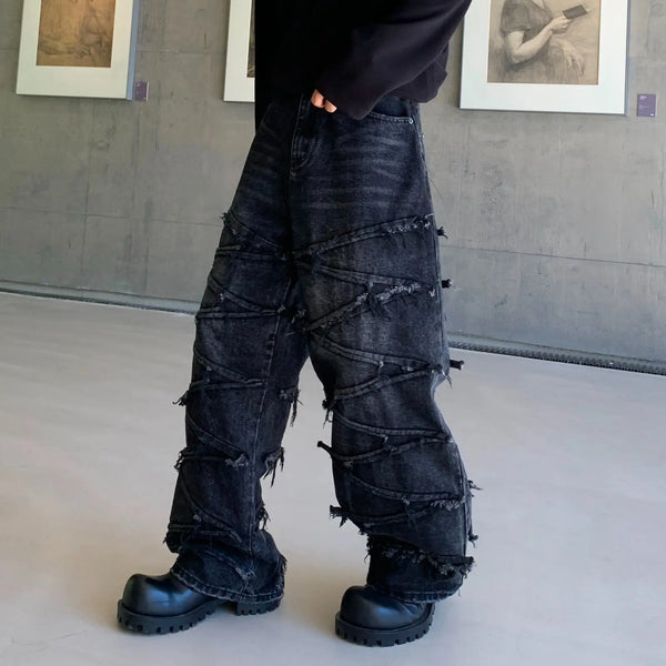 DENIM RAZEN À BORDS BRUTS