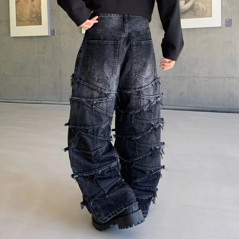 DENIM RAZEN À BORDS BRUTS