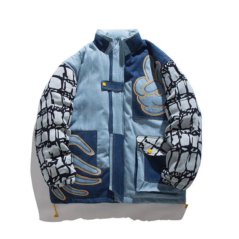 THE PATCHWORK DENIM PUFFER JACKET