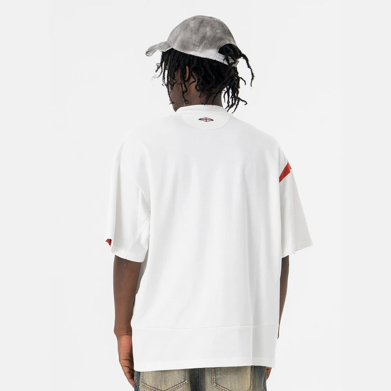 LE T-SHIRT STREETWEAR COL V PATCHWORK