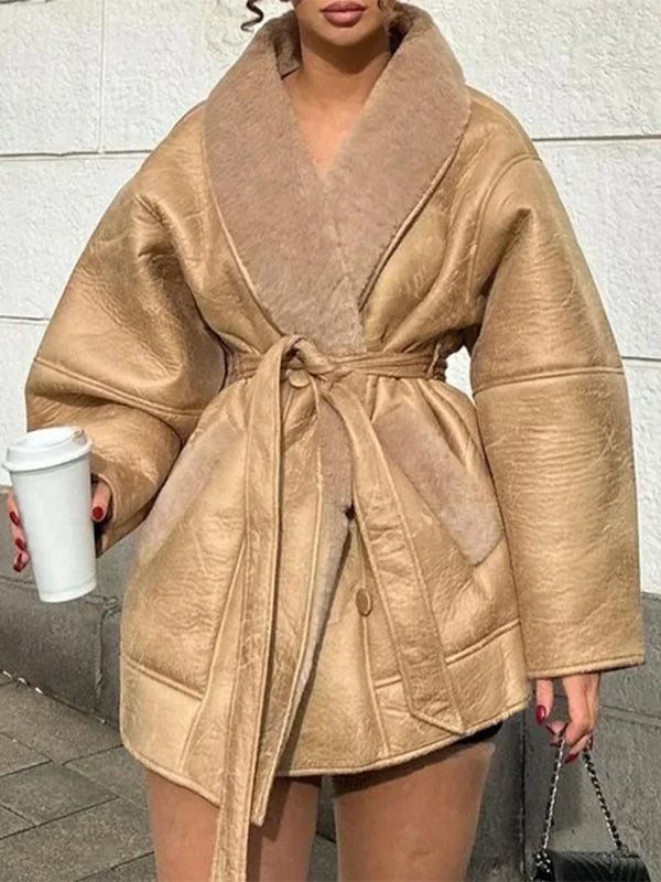 LE MANTEAU EN CUIR CEINTURÉ MARCELLA