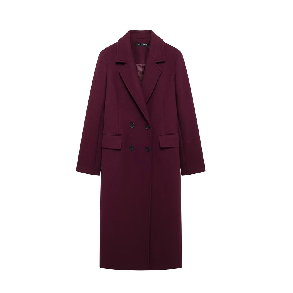 THE LYSANDRA BURGUNDY WOOL COAT
