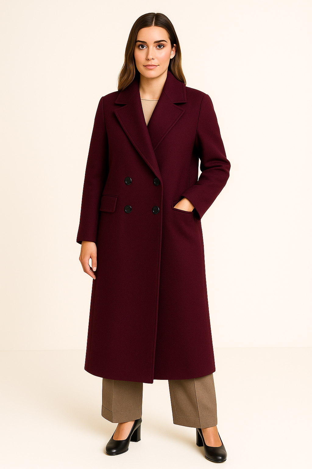 THE LYSANDRA BURGUNDY WOOL COAT